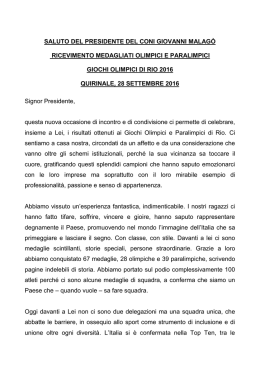 Il discorso del Presidente del CONI Malagò