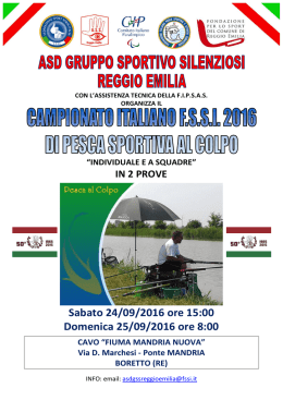 Campionato Italiano Pesca Sportiva al Colpo 2016