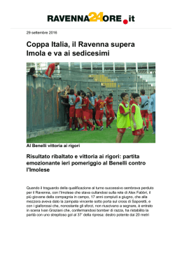 Coppa Italia, il Ravenna supera Imola e va ai