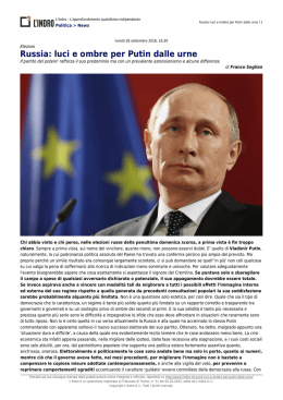 Russia: luci e ombre per Putin dalle urne