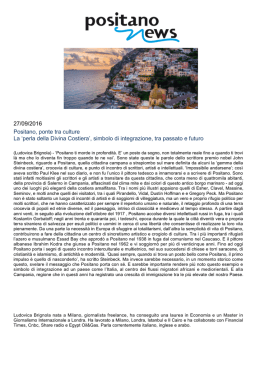 Positano, ponte tra culture La `perla della Divina