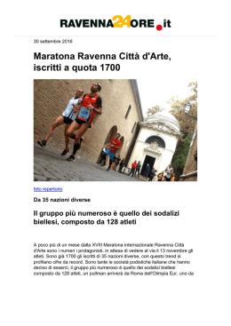 Maratona Ravenna Città d`Arte, iscritti a quota 1700