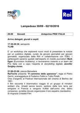 Lampedusa 30/09 - 02/10/2016 - Prix Italia