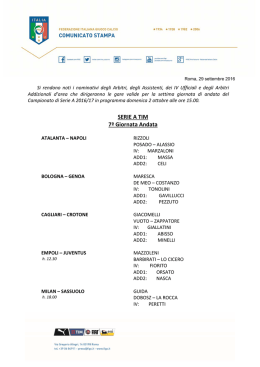 SERIE A TIM 7&ordf; Giornata Andata