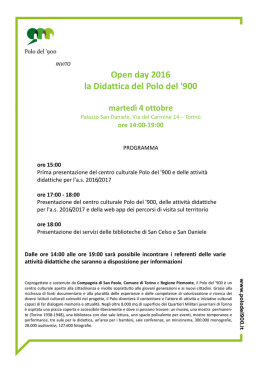 Open day 2016 la Didattica del Polo del `900