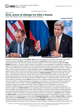 Siria, prove di dialogo tra USA e Russia