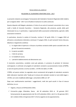 Relazione su calendario venatorio - Regione Calabria