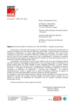 Protocollo n. 398/U-FP 2016 Roma, 28 Settembre 2016 Al Ministero