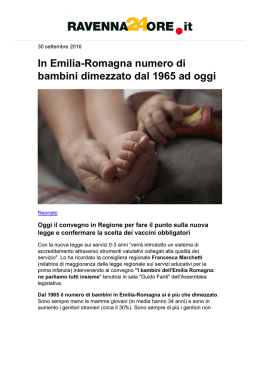 In Emilia-Romagna bambini dimezzati dal 1965 a