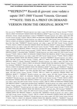 **REPRINT** Ricordi di giovent: cose vedute o sapute 1847