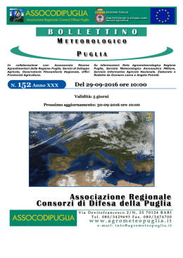 validità 5 giorni - Servizio Agrometeorologico Regione Puglia
