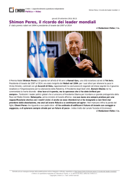 Shimon Peres, il ricordo dei leader mondiali