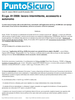D.Lgs. 81/2008: lavoro intermittente, accessorio e