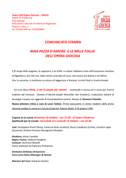 Comunicato Stampa Stagione Autunnale 2016