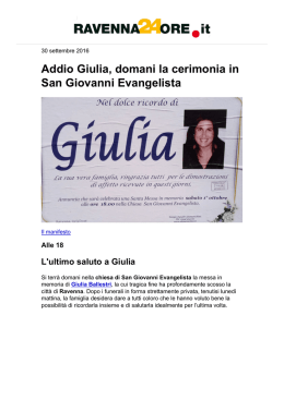 Addio Giulia, domani la cerimonia in San Giovanni