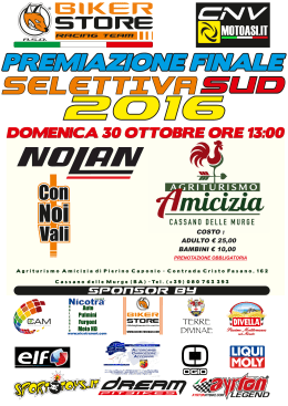 premiazione selettiva sud 2016 campionato