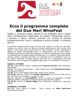 Ecco il programma completo del Due Mari WineFest
