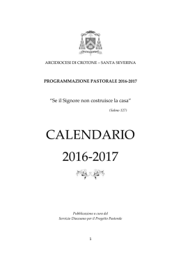 Calendario pastorale 2016-2017 - Arcidiocesi di Crotone