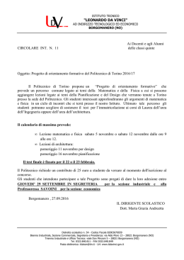 Progetto di orientamento formativo del Politecnico di Torino 2016/17