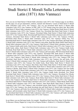 Studi Storici E Morali Sulla Letteratura Latin (1871) Atto Vannucci