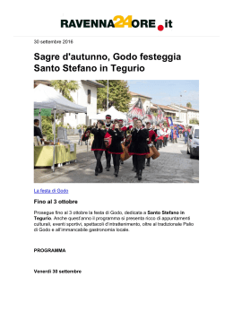 Sagre d`autunno, Godo festeggia Santo Stefano in