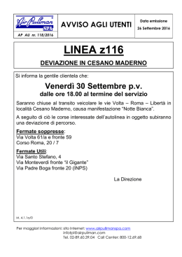28/09/2016 Linea z116 Deviazione in Cesano