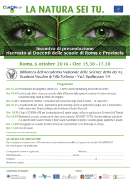 invito per i docenti - roma 6 ottobre - csmon -life - Frezzotti