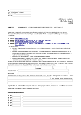 Modello di domanda per incarico Funzione Strumentale