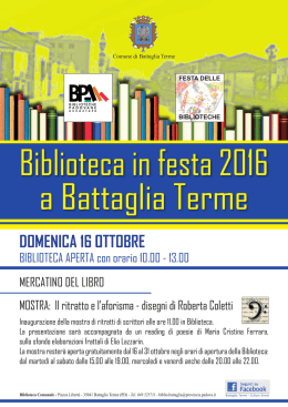 BIBLIOTECA IN FESTA 2016 - Battaglia Terme