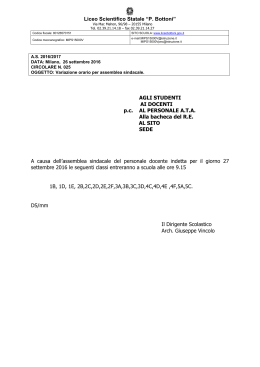 Liceo Scientifico Statale &ldquo;P. Bottoni&rdquo; AGLI STUDENTI AI DOCENTI