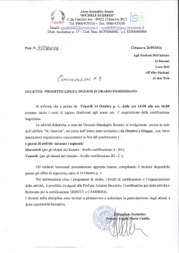 Comunicazione Progetto Lingua Inglese