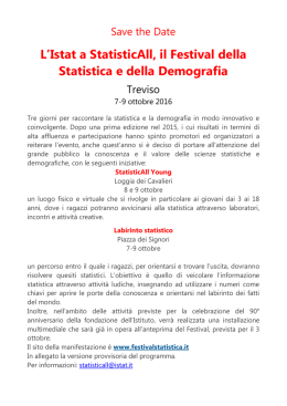 L`Istat a StatisticAll, il Festival della Statistica e della Demografia