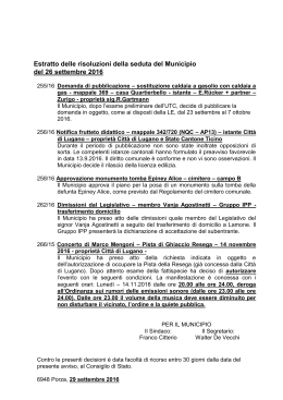 Estratto risoluzioni Municipio del 26.09.2016