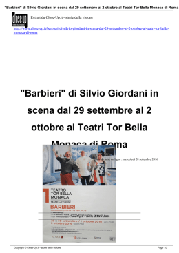 "Barbieri" di Silvio Giordani in scena dal 29 settembre al