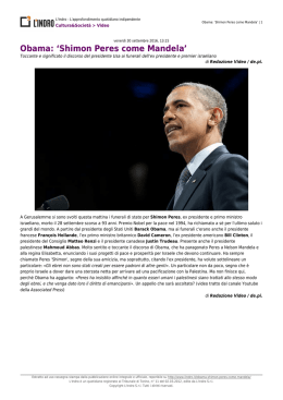 Obama: `Shimon Peres come Mandela`