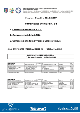 Gare del 01 e 08 Ottobre 2016