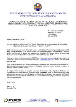Comunicato - FIHP Comitato Regionale Lombardia Federazione