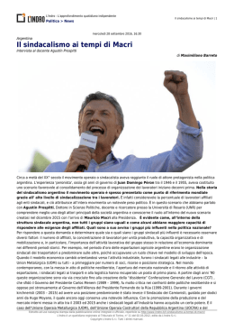 Il sindacalismo ai tempi di Macri
