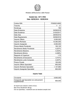 Data: 28/09/2016 - Ministero dell`Economia e delle Finanze
