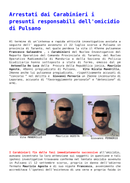 Arrestati dai Carabinieri i presunti responsabili dell`omicidio di