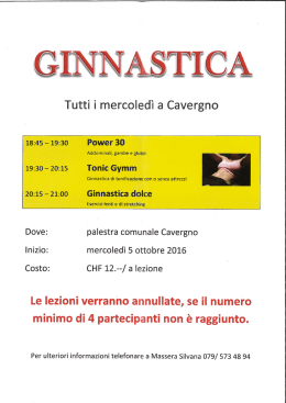 Power 30, Tonic Gymm e ginnastica dolce - Palestra Cavergno