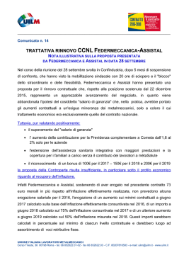 Trattativa rinnovo CCNL Federmeccanica-Assistal
