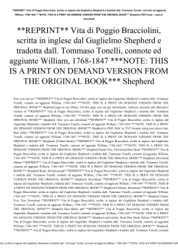 **REPRINT** Vita di Poggio Bracciolini, scritta in inglese dal