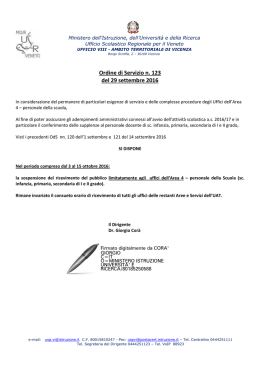 ordine di servizio 123 - Ambito Territoriale di Vicenza