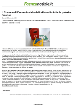 Il Comune di Faenza installa defibrillatori in tutte le