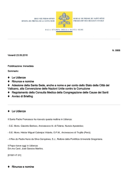 Le Udienze Rinunce e nomine Adesione della Santa