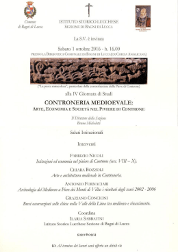 01/10 IV&ordf; Giornata di Studi: Controneria Medioevale a Bagni di Lucca