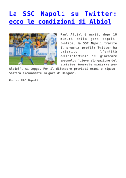 La SSC Napoli su Twitter: ecco le condizioni di Albiol