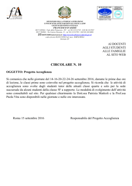 Circolare Accoglienza - Liceofrancescodassisi.gov.it