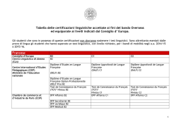 Tabella certificazioni linguistiche Bando Overseas 2017-2018